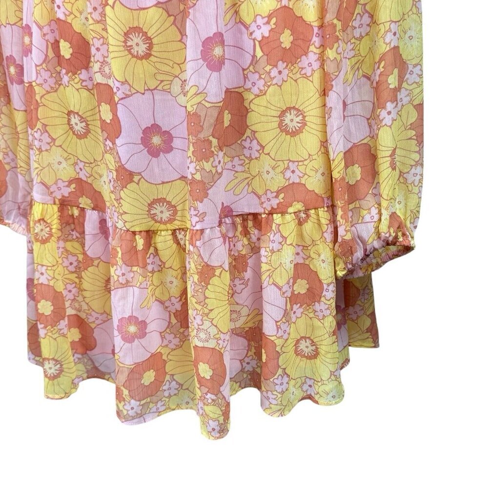 Steve Madden Cadi Floral Long Sleeve Mini Dress Size Large Multicolor NWT - Picture 6 of 11